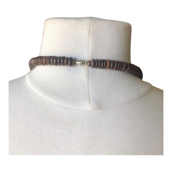 Vintage 1980’s Tribal Inspired Chunky Variety Style Shapes Wooden Brown Necklace - Picture 4 of 10